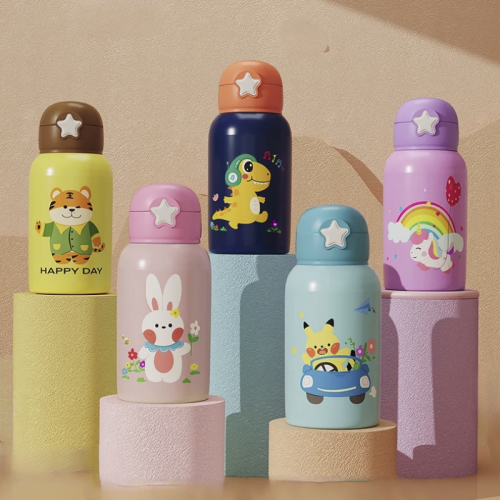 gourde isotherme kids 500ml bouteille acier inoxydable pochette dinosaure licorne enfant tahiti fenua shopping