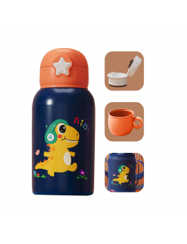 gourde isotherme kids 500ml bouteille acier inoxydable pochette dinosaure licorne enfant tahiti fenua shopping