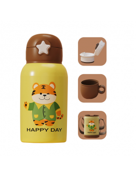 gourde isotherme kids 500ml bouteille acier inoxydable pochette dinosaure licorne enfant tahiti fenua shopping