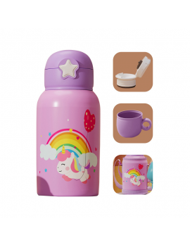 gourde isotherme kids 500ml bouteille acier inoxydable pochette dinosaure licorne enfant tahiti fenua shopping