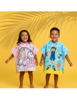 poncho plage peignoir kids enfant beach pool piscine unicorn licorne plongeur tahiti fenua shopping