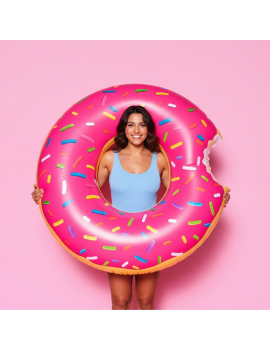 bouée anneau donut plage beach fun piscine pool color pink chocolate tahiti fenua shopping