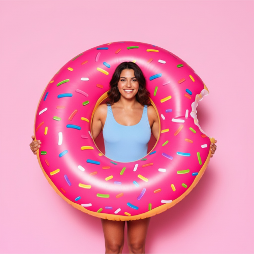 bouée anneau donut plage beach fun piscine pool color pink chocolate tahiti fenua shopping