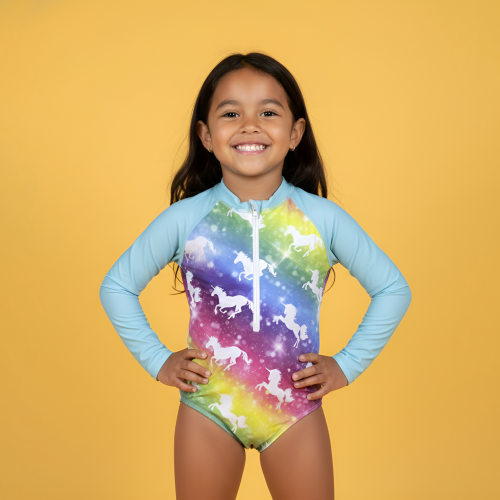 maillot body licorne rainbow unicorn coloré mer piscine baignade tahiti fenua shopping