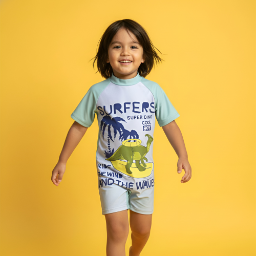 maillot combi dino vert baignade garçon mer piscine dinosaure tahiti fenua shopping