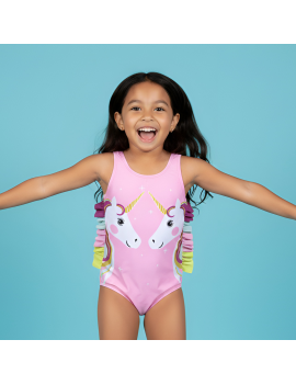 maillot pink unicorn rose licorne swimwear plage beach enfant kids tahiti fenua shopping