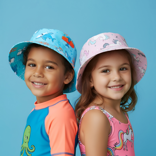 chapeau plage kids enfant hat beach swim accessoire fun requin blue licorne unicorn tahiti fenua shopping