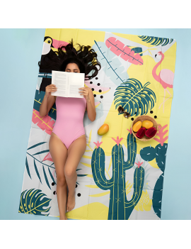 serviette couverture pic-nique plage tropical cactus sable fenua shopping