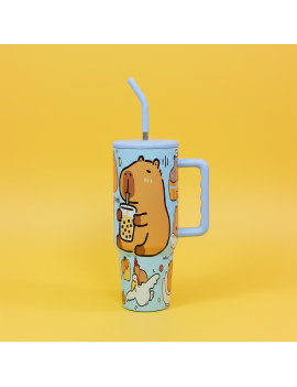 tumbler 700ml capybara poignee isotherme acier inoxydable castor kawaii boisson vaisselle tahiti fenua shopping