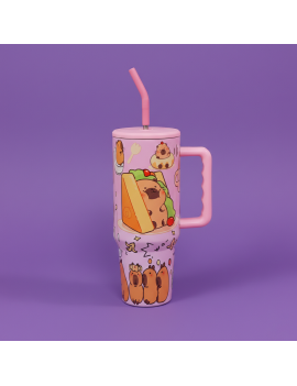 tumbler 700ml capybara poignee isotherme acier inoxydable castor kawaii boisson vaisselle tahiti fenua shopping