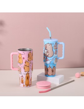 tumbler 700ml capybara poignee isotherme acier inoxydable castor kawaii boisson vaisselle tahiti fenua shopping