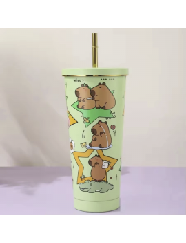 tumbler 750ml capybara poignee isotherme acier inoxydable castor kawaii boisson vaisselle tahiti fenua shopping