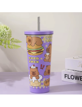 tumbler 750ml capybara poignee isotherme acier inoxydable castor kawaii boisson vaisselle tahiti fenua shopping