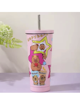 tumbler 750ml capybara poignee isotherme acier inoxydable castor kawaii boisson vaisselle tahiti fenua shopping