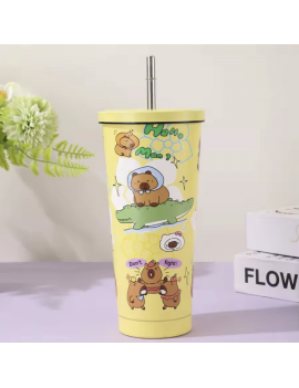 tumbler 750ml capybara poignee isotherme acier inoxydable castor kawaii boisson vaisselle tahiti fenua shopping