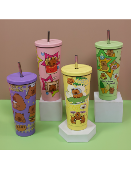 tumbler 750ml capybara poignee isotherme acier inoxydable castor kawaii boisson vaisselle tahiti fenua shopping