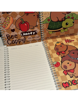 notebook spirale A5 capybara square book castor papeterie kawaii cute dessin ecriture tahiti fenua shopping