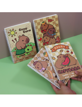 notebook spirale A5 capybara square book castor papeterie kawaii cute dessin ecriture tahiti fenua shopping