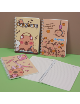 notebook spirale A5 capybara square book castor papeterie kawaii cute dessin ecriture tahiti fenua shopping
