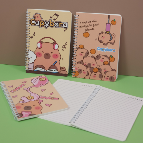 notebook spirale A5 capybara square book castor papeterie kawaii cute dessin ecriture tahiti fenua shopping