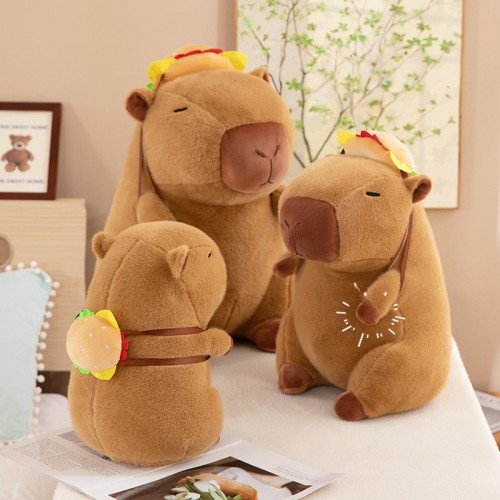 peluche capybara burger hamburger coussin deco kids enfant castor tahiti fenua shopping