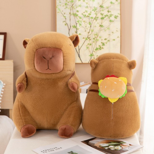 peluche capybara burger hamburger coussin deco kids enfant castor tahiti fenua shopping