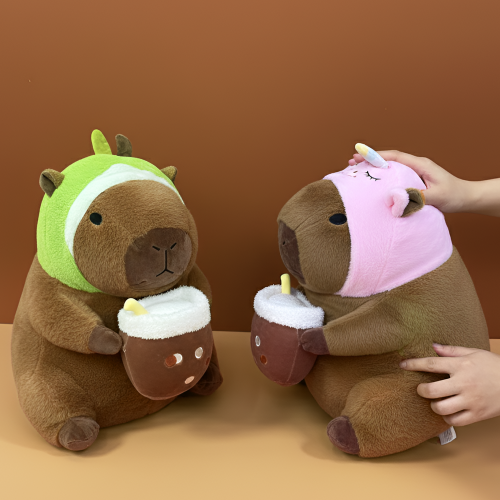 peluche capybara bubble tea coussin plush cute kawaii licorne castor tahiti fenua shopping