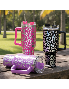 tumbler léopard irisée isotherme acier color bottle mug tahiti fenua shopping