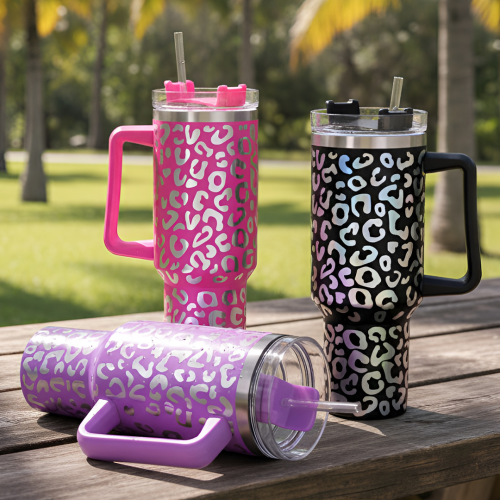 tumbler léopard irisée isotherme acier color bottle mug tahiti fenua shopping