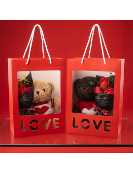 pack peluche + bouquet roses cadeau idéal pour son amoureuse amoureux