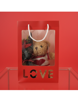 pack peluche + bouquet roses cadeau idéal pour son amoureuse amoureux