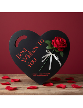 une rige rose et son support en coeur cadeau pour son âme soeur