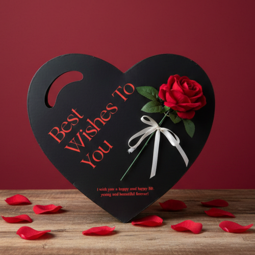 une rige rose et son support en coeur cadeau pour son âme soeur