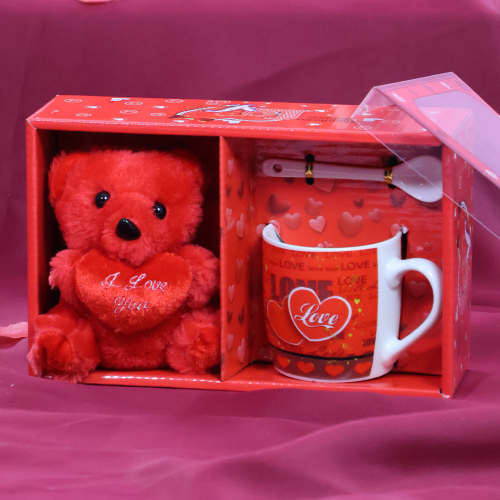 coffret peluche ours love + tasse idée de cadeaux pour la saint valentin fenua shopping tahiti