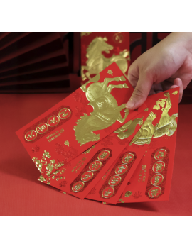 set 6 enveloppes rouge cheval horse gold chinese new year red tahiti fenua shopping