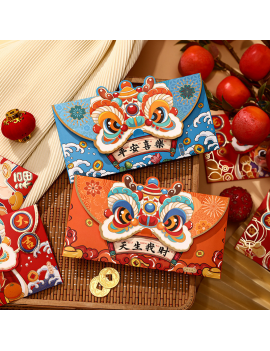 set 4 enveloppes lion nouvel an chinois chinese new year argent sous economie tahiti fenua shopping