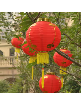 lanterne nouvel an 30cm chinois asiatique rouge suspension rouge jaune traditionnel tahiti fenua shopping