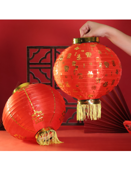 lanterne nouvel an 30cm chinois asiatique rouge suspension rouge jaune traditionnel tahiti fenua shopping