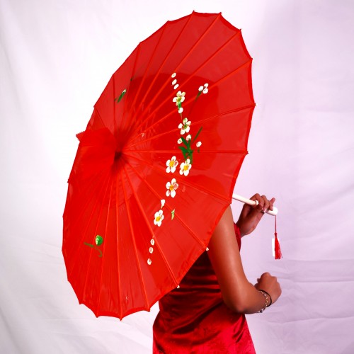 ombrelle rouge adulte parapluie nouvel an chinois rouge red flower tahiti fenua shopping