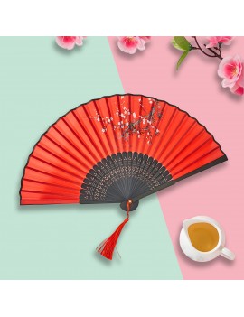 eventail red black chinois asiatique mini ventilateur pliable soie pliant rouge doré tahiti fenua shopping