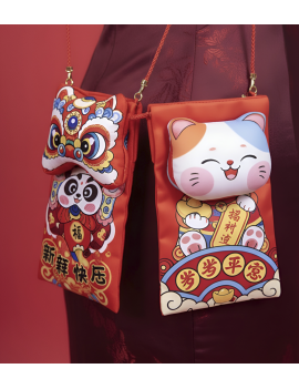 sac pochette lion cat nouvel an chinois chat chinese new year argent sous rangement tahiti fenua shopping