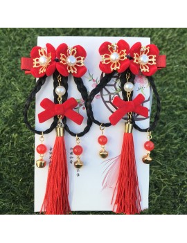set 2 barrettes noeud nouvel an chinois chinese new year accessoire cheveux tahiti fenua shopping
