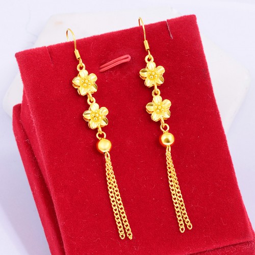 boucles d'oreilles pendantes gold flower fleur or doré accessoire earrings earing tahiti fenua shopping