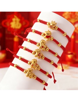 bracelet cheval nouvel an accessoire corde rouge or doré red gold tahiti fenua shopping