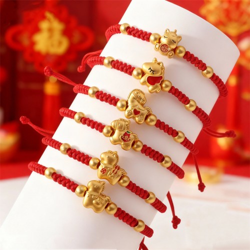 bracelet cheval nouvel an accessoire corde rouge or doré red gold tahiti fenua shopping