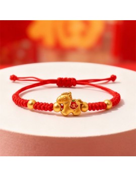 bracelet cheval nouvel an accessoire corde rouge or doré red gold tahiti fenua shopping