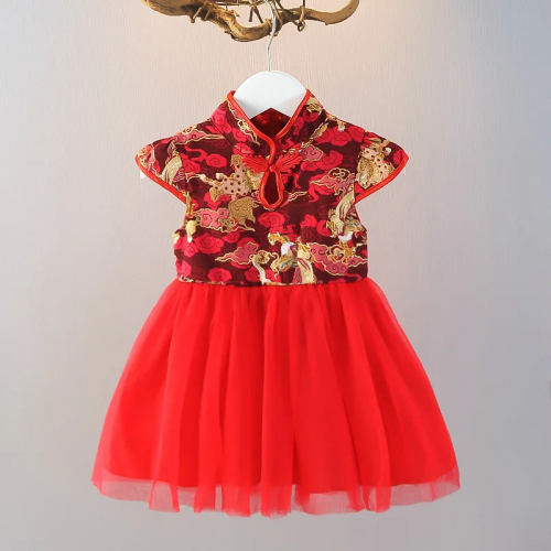 robe nouvel an chinois red tulle enfant kids chinese new year rouge habillement dress tahiti fenua shopping