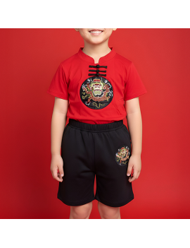 top + short nouvel an chinois dragon enfant kids chinese new year rouge habillement dress tahiti fenua shopping