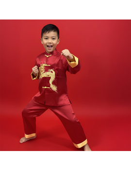 top + pantalon satine nouvel an chinois dragon enfant kids chinese new year rouge habillement dress tahiti fenua shopping