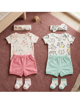 set bebe body + short + chaussettes + bandeau habits pour bébé fenua shopping tahiti comfy clothes for babies